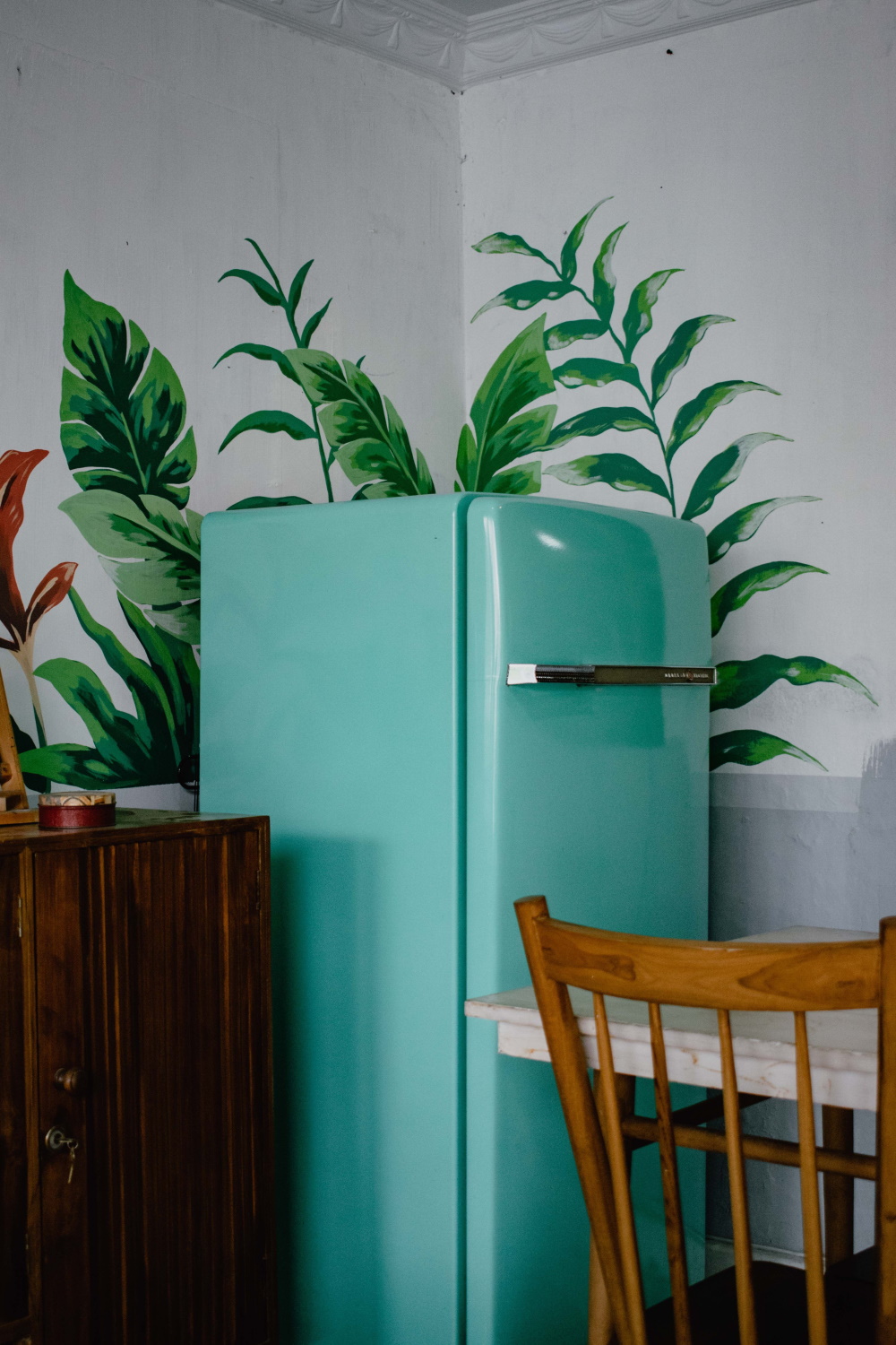 image de refrigerateur bleu vintage